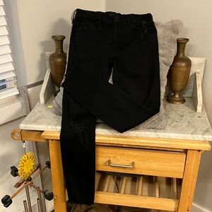 MOTHER Women's Black Distressed Skinny Jeans Fabulous Fray Bottom 28!!